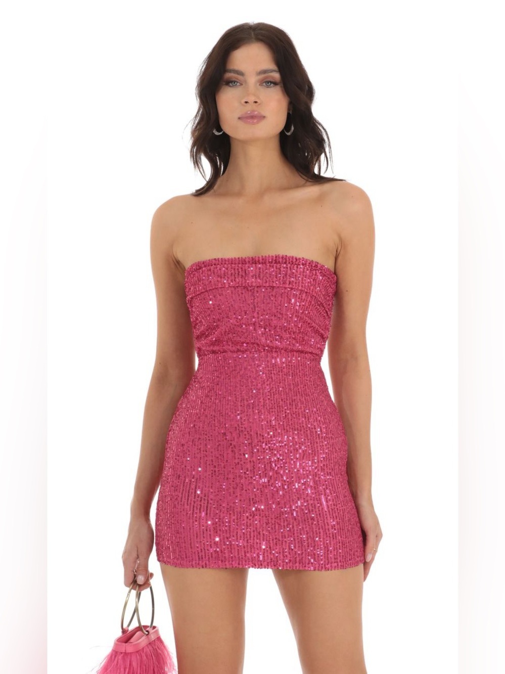 Lucy in the sky sequin strapless mini dress cocktail cutout open back